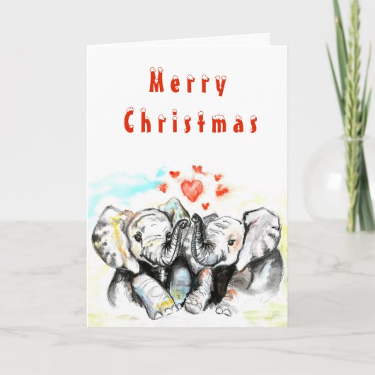 Schattige paar olifant familie kerst Kaart (Voorkant)