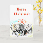Schattige paar olifant familie kerst Kaart (Gele Bloem)