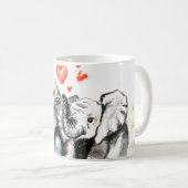 Schattige paar olifant Mok Waterverf schilderij (Voorkant rechts)