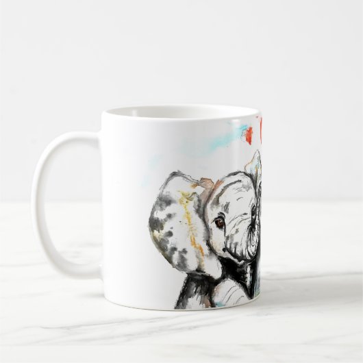 Schattige paar olifant Mok Waterverf schilderij (Links)