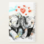 Schattige Paar Olifant Planner Custom Naam en Jaar (Achterkant)