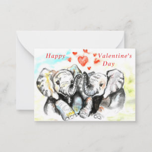 Schattige paar olifant romantische Valentijnsdag K Notitiekaartje