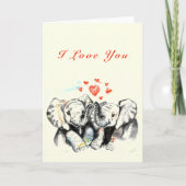 Schattige Paar Olifant Valentijnsdag Kaart (Voorkant)