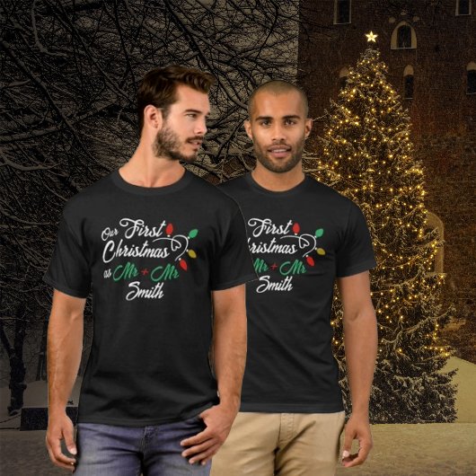 Schattige Paar Onze Eerste Kerstmis Matching T-shirt