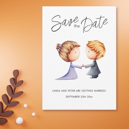 Schattige Paar Romantische Bruiloft Save The Date
