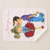 Schattige paar sherpa deken met tekst - I Love You (Voorkant (horizontaal))