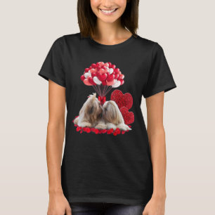 Schattige paar shih tzu Valentijnsdag hond houdt v T-shirt