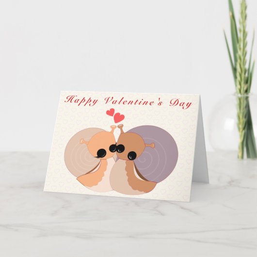 Schattige Paar Snails Valentijnsdag Kaart (Voorkant)