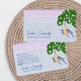 Schattige paar speelse papegaaien Lijst counselor Visitekaartje