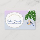 Schattige paar speelse papegaaien ovaal counselor visitekaartje (Voorkant)