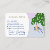 Schattige paar speelse papegaaien ovaal counselor visitekaartje (Achterkant)