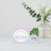 Schattige paar speelse papegaaien ovaal counselor visitekaartje (Staand voorkant)