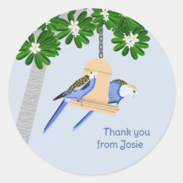 Schattige paar speelse papegaaien Rosellas bedankt Ronde Sticker