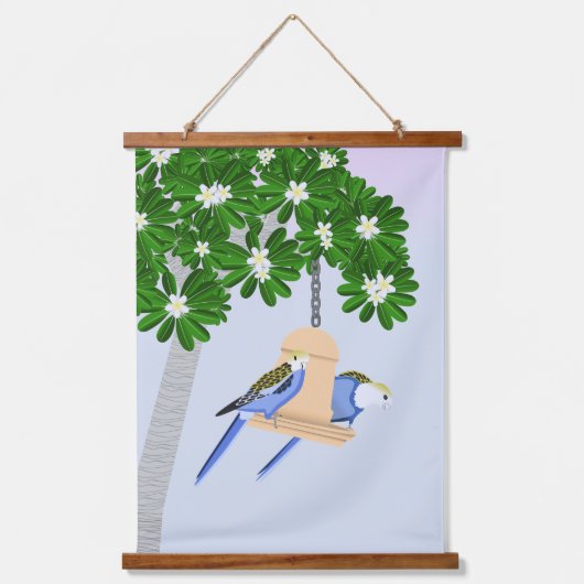 Schattige paar speelse papegaaien Rosellas Hangend Wandkleed (Voorkant)