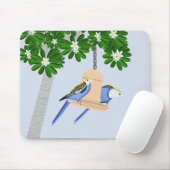 Schattige paar speelse papegaaien Rosellas Monogra Muismat (Met muis)