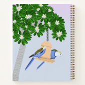 Schattige paar speelse papegaaien Rosellas Monogra Notitieboek (Achterkant)