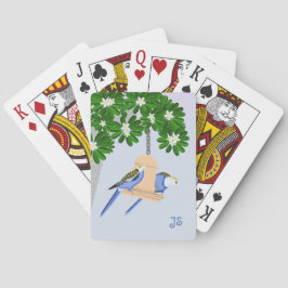 Schattige paar speelse papegaaien Rosellas Monogra Pokerkaarten
