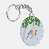Schattige paar speelse papegaaien Rosellas Monogra Sleutelhanger (Voorkant Links)