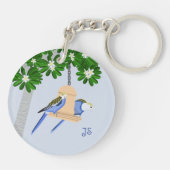 Schattige paar speelse papegaaien Rosellas Monogra Sleutelhanger (Achterkant)