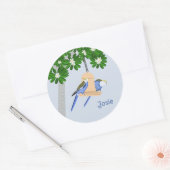 Schattige paar speelse papegaaien Rosellas Naam to Ronde Sticker (Envelop)