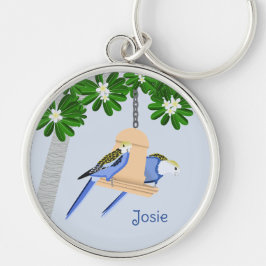 Schattige paar speelse papegaaien Rosellas Naam to Sleutelhanger