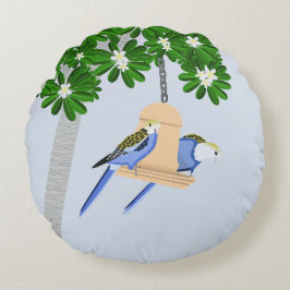 Schattige paar speelse papegaaien Rosellas Rond Kussen