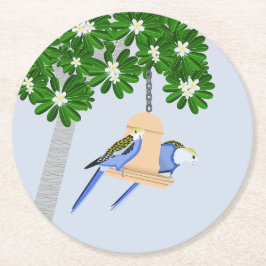 Schattige paar speelse papegaaien Rosellas Ronde Kartonnen Onderzetter