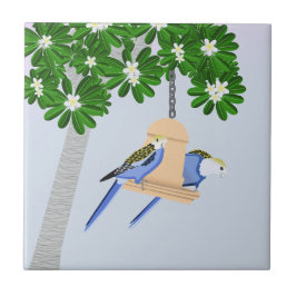 Schattige paar speelse papegaaien Rosellas Tegeltje