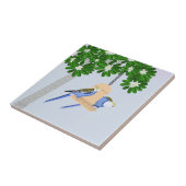 Schattige paar speelse papegaaien Rosellas Tegeltje (Zijkant)