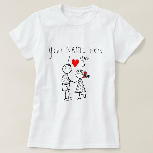 Schattige paar T-shirt met aangepaste naam (Design voorkant)