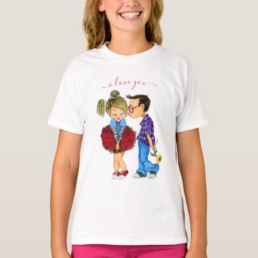 Schattige paar T-shirt met tekst - I Love You (Voorkant)