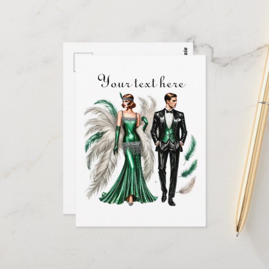 Schattige paar tekst toevoegen briefkaart (Voorkant / Achterkant in situ)