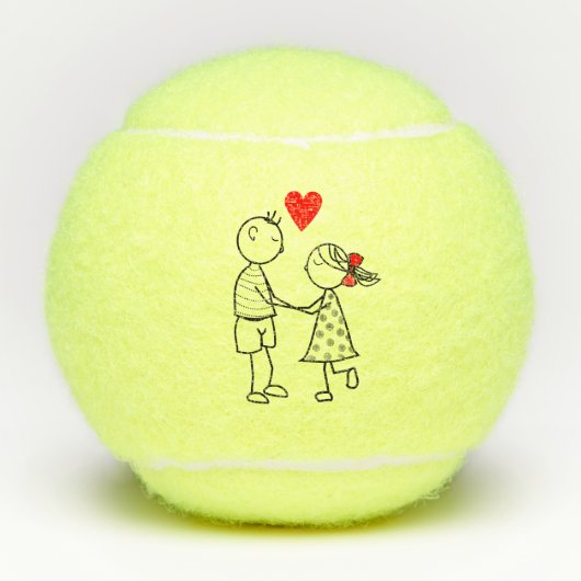 Schattige paar tennisballen liefde (Voorkant)