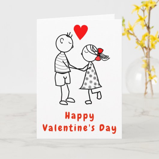 Schattige paar Valentijnsdag Kaart (Gele Bloem)