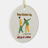 Schattige paar Valentijnsdag Keramisch Ornament (Rechts)