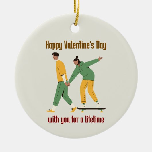 Schattige paar Valentijnsdag Keramisch Ornament (Voorkant)