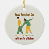 Schattige paar Valentijnsdag Keramisch Ornament (Achterkant)