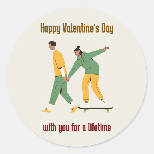 Schattige paar Valentijnsdag Ronde Sticker (Voorkant)