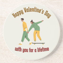 Schattige paar Valentijnsdag Zandsteen Onderzetter