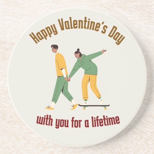 Schattige paar Valentijnsdag Zandsteen Onderzetter (Voorkant)