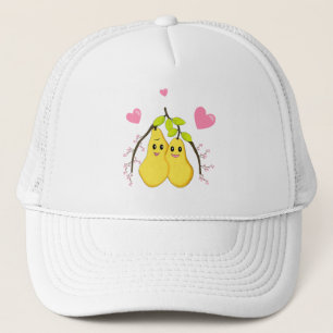 Schattige paar van gele peren trucker pet
