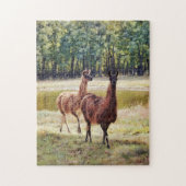 Schattige paar van Llama Natuur Art Puzzel Legpuzzel (Verticaal)