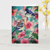 Schattige Paar Vogel Verjaardag Kaart (Gele Bloem)