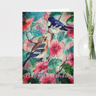 Schattige Paar Vogel Verjaardag Kaart