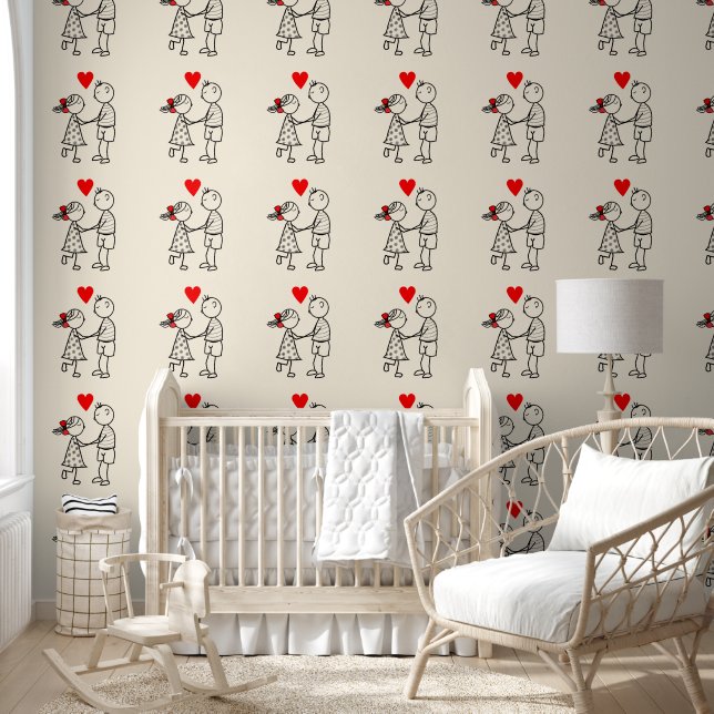 Schattige paar wallpaper behang (Kinderen)