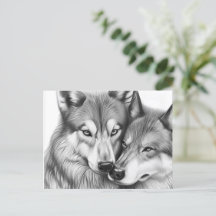 Schattige paar wolf dier in liefde hart