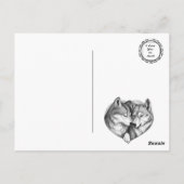 Schattige paar wolf dier in liefde hart briefkaart (Achterkant)