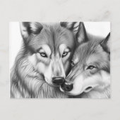 Schattige paar wolf dier in liefde hart briefkaart (Voorkant)