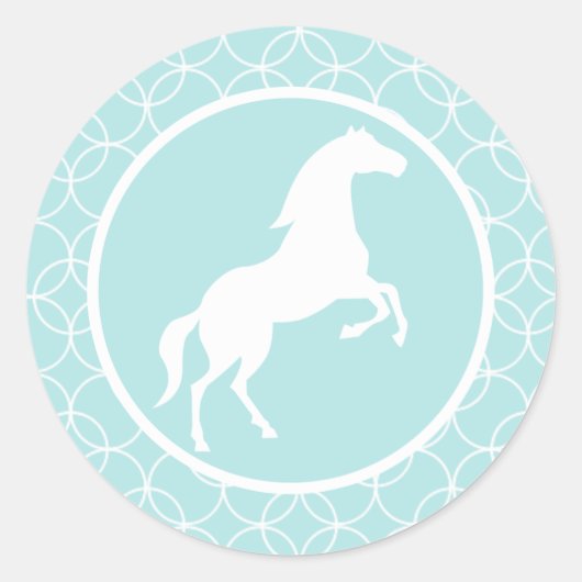 Schattige Paard; Baby Blue Circles Ronde Sticker (Voorkant)