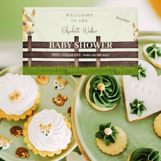 Schattige Paard Baby shower Welkom Spandoek